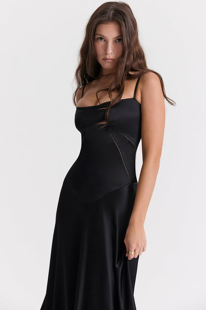 Black lace back maxi dress